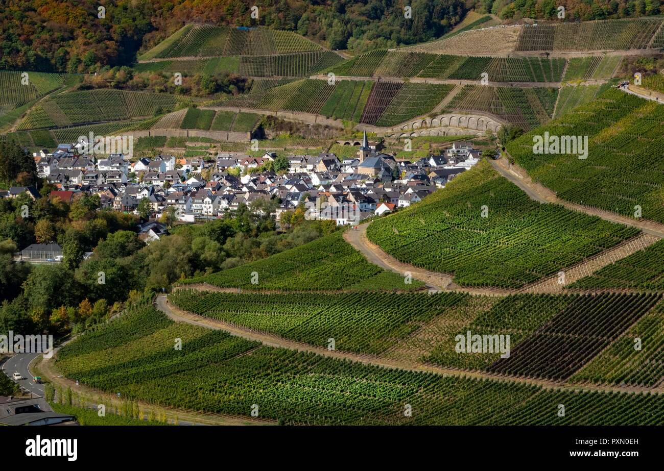 Dernau, Ahr Valley, Rhineland Palatinate, Germany 09.29.2018. Dernau is a well known wine growing village along the Ahr River in Rhineland Palatinate, Stock Photo