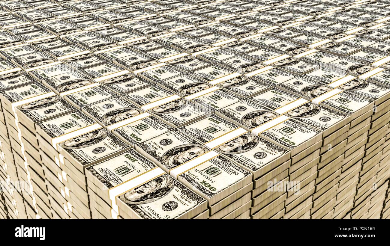 close up of a huge dollar stack 3d illustration Stock Photo - Alamy