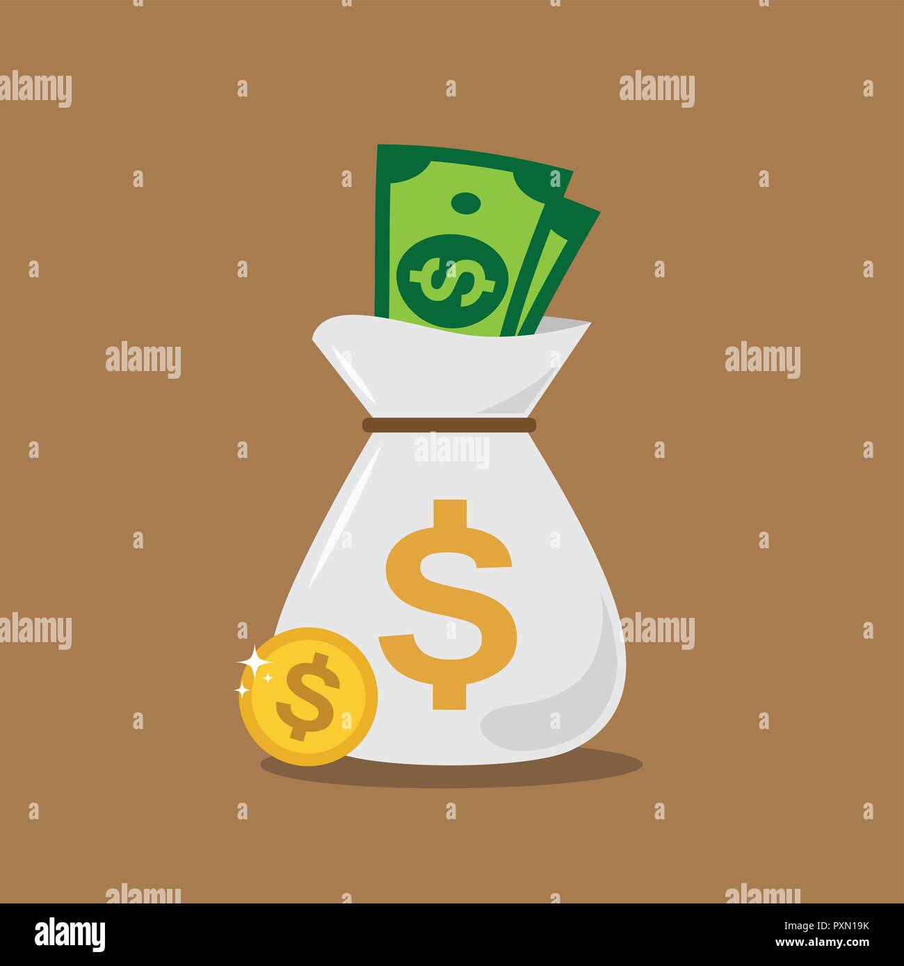 Money bag illustration in vectors. Stock Vector