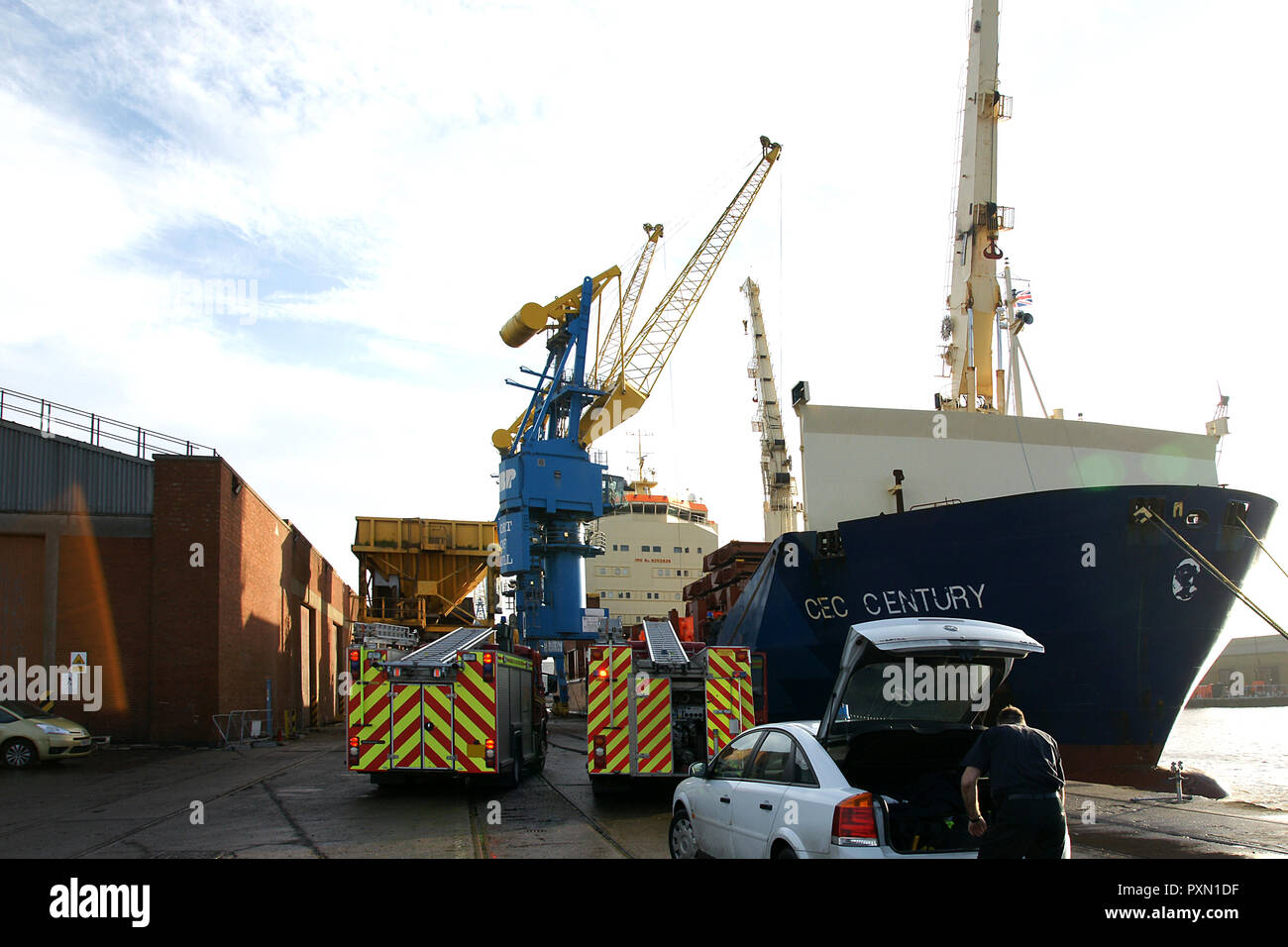 ship fire, maritime incident Stock Photo