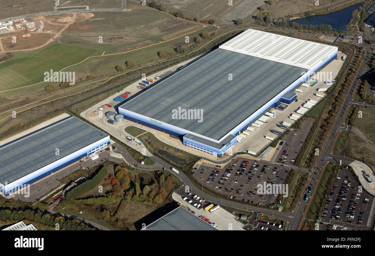 aerial view of John Lewis & Waitrose Distribution Warehouses at Magna