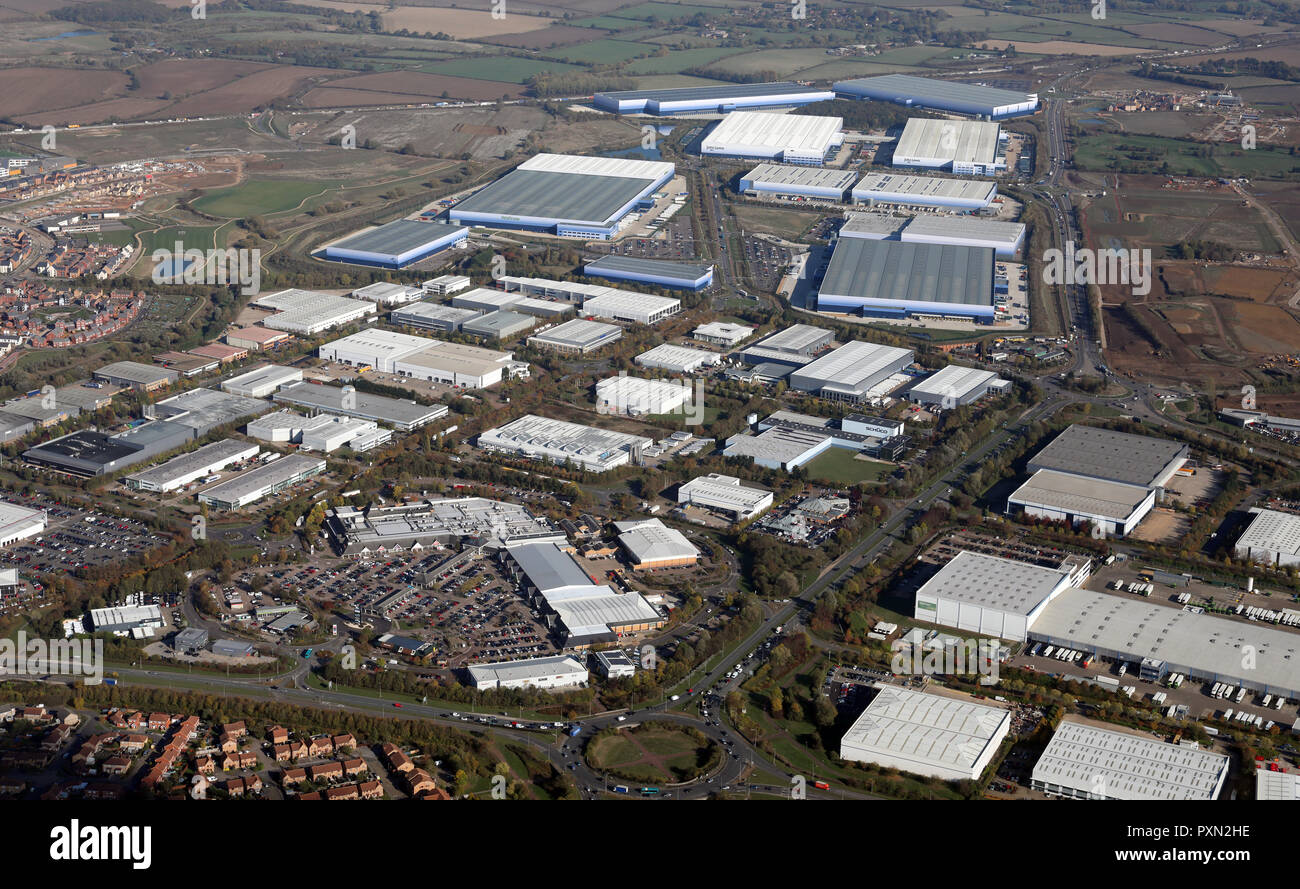 aerial view of John Lewis & Waitrose Distribution Warehouses at Magna