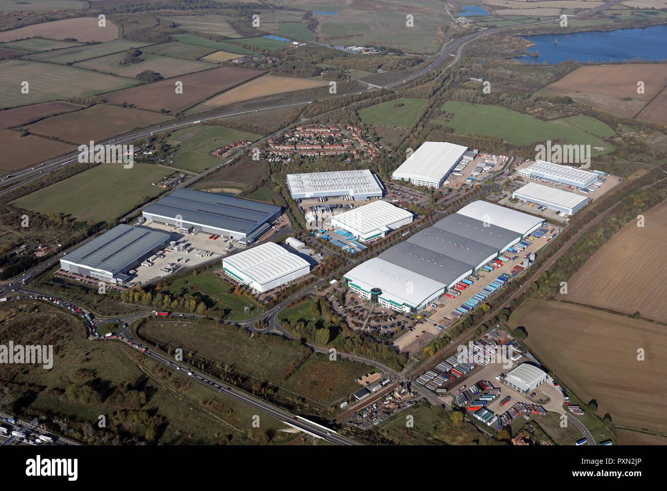 aerial view of ProLogis Park, Brogborough, Bedford MK43 0UL Stock Photo