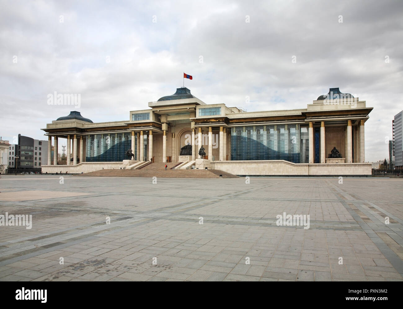 Government Palace on Grand Chinggis Khaan square in Ulaanbaatar. Mongolia Stock Photo