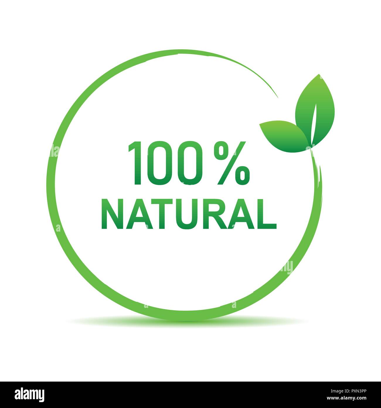 100 percent natural green symbol with leaf vector illustration EPS10 Stock Vector