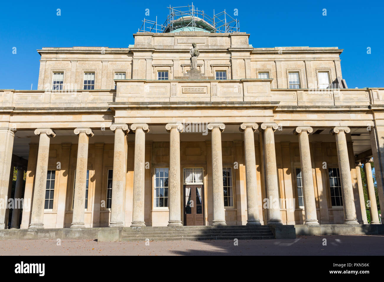 The Pittville Pump Room in Pittville Park, Cheltenham, Gloucestershire is a regency building and the grandest spa building remaining in Cheltenham Stock Photo