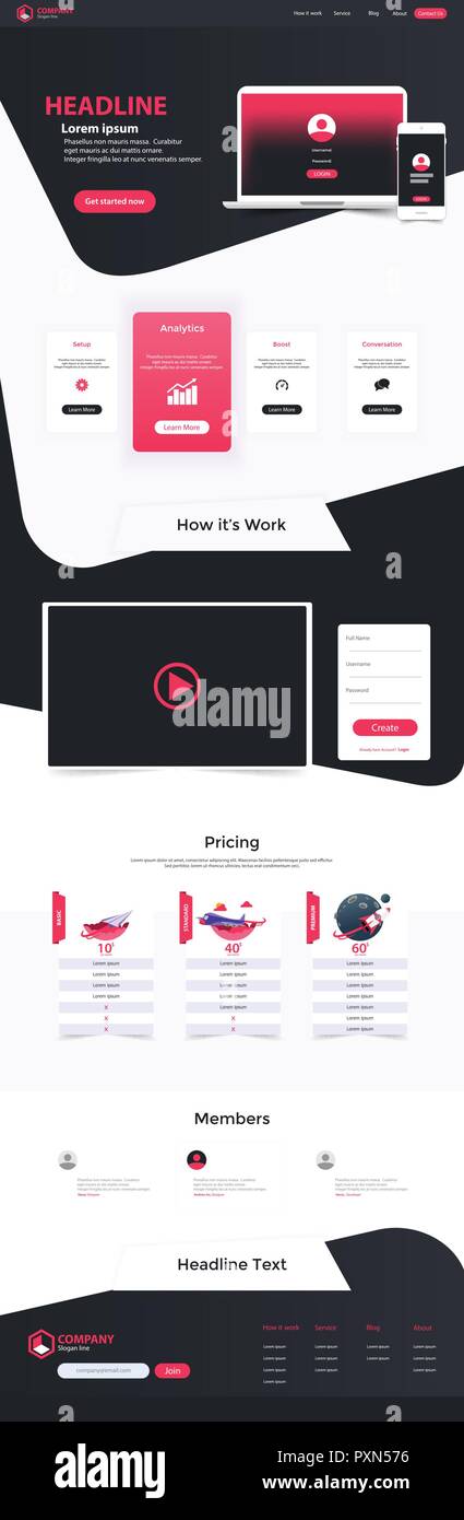 Website Landing Page Design Web Analytics Website Vector Template ...