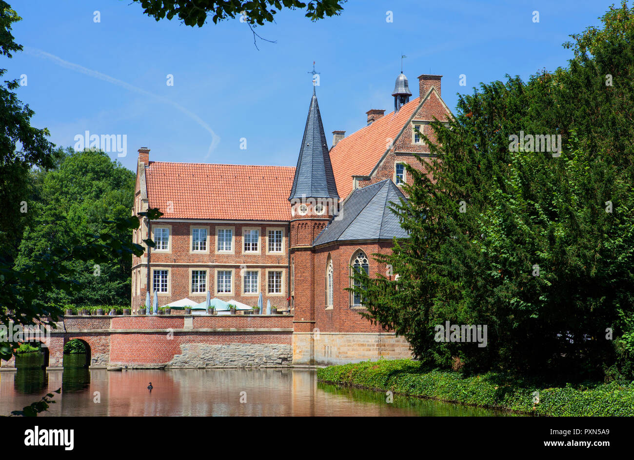 Castle of Burg Hülshoff, Havixbeck, moated castle, North Rhine-Westphalia, Germany; Europe Stock Photo