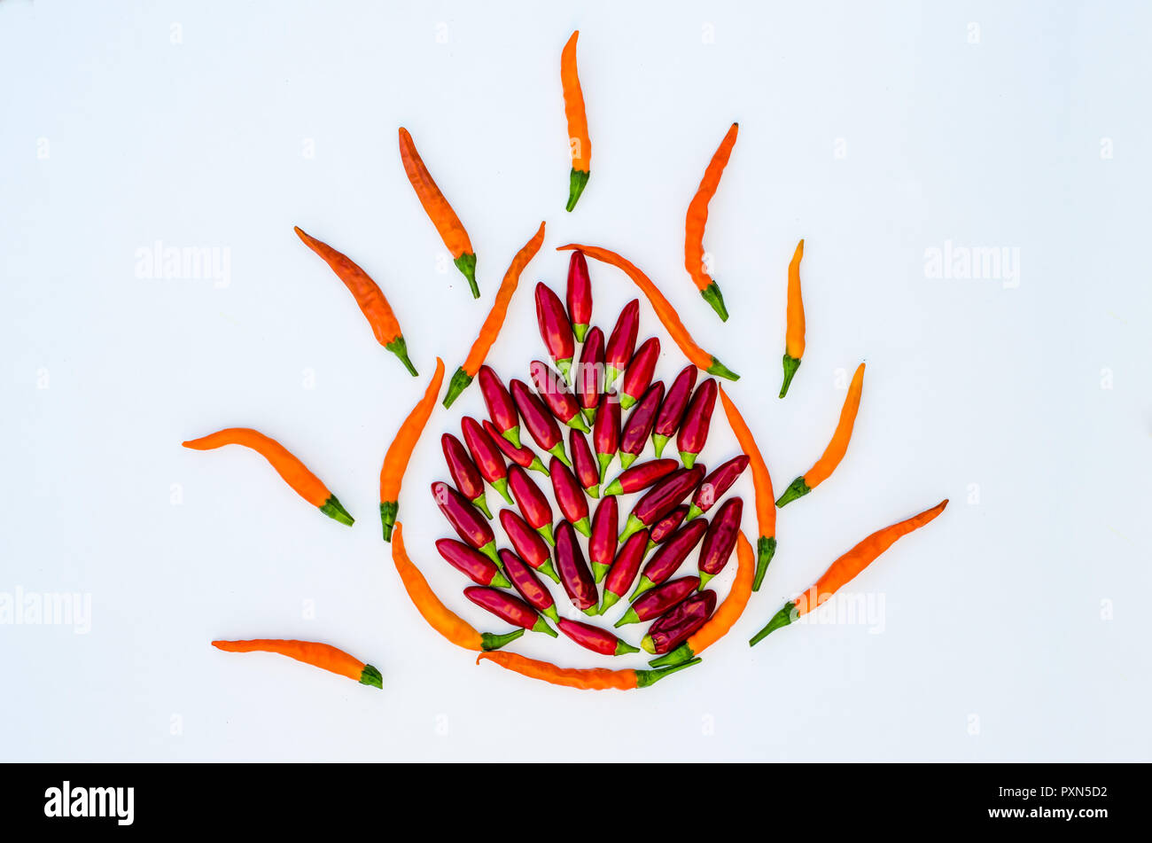 spicy chilli vegetable arrangement isolated Stock Photo