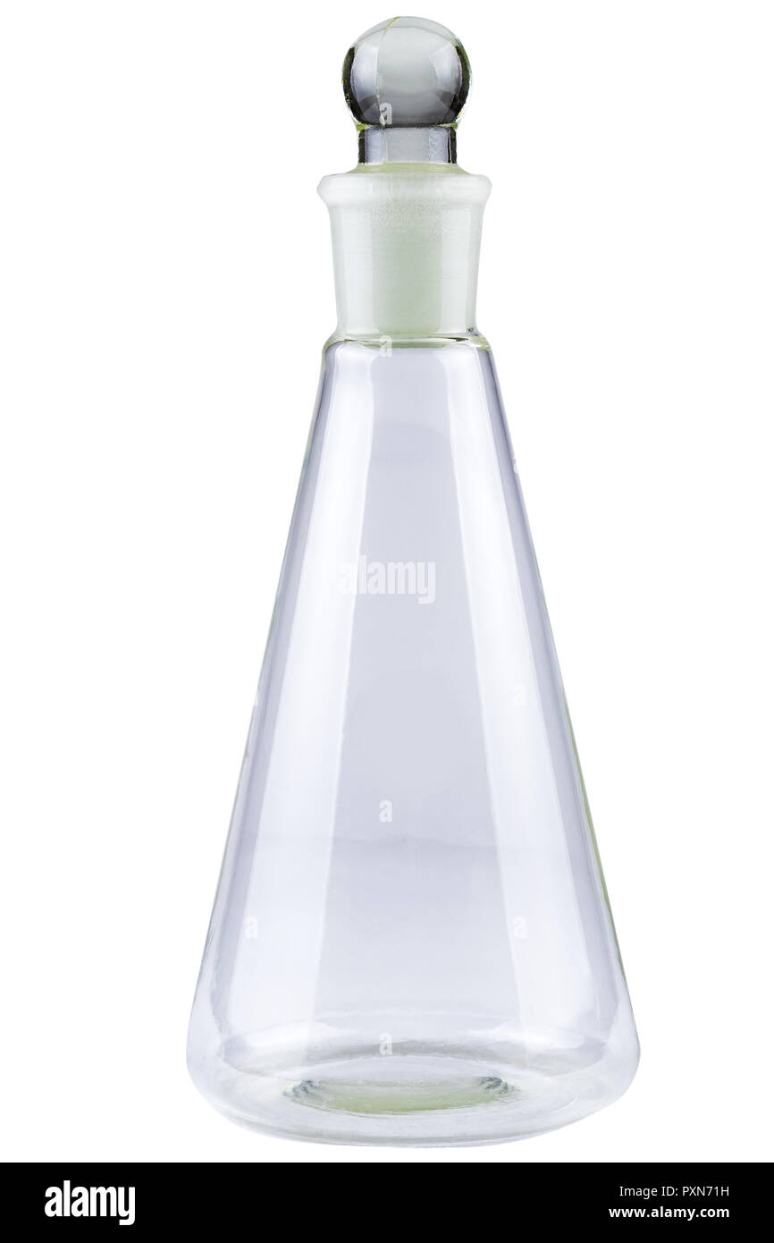 Laboratory or wine glass carafe or flask isolated on white background