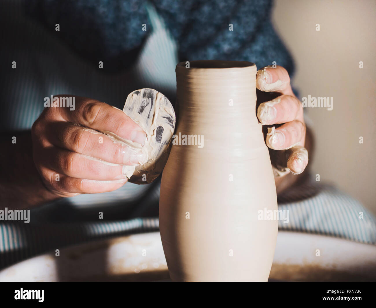 Unidentified Potter Making Clay Water Pots on Pottery Wheel. Editorial  Photography - Image of ceramic, handmade: 122139977