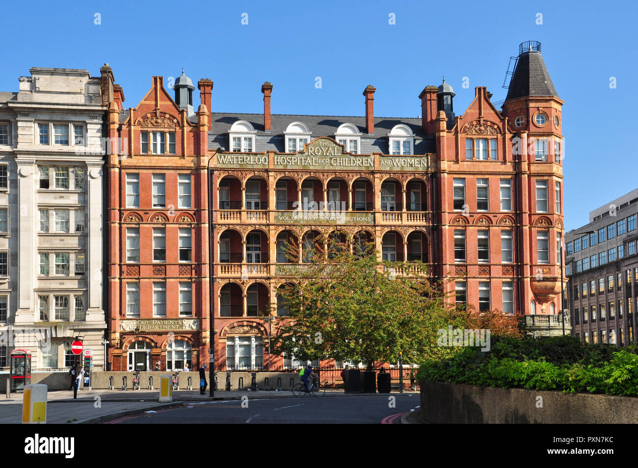 Preserved building, formerly The Royal Waterloo Hospital for Children and Women, Waterloo Bridge Road, London, England, UK Stock Photo
