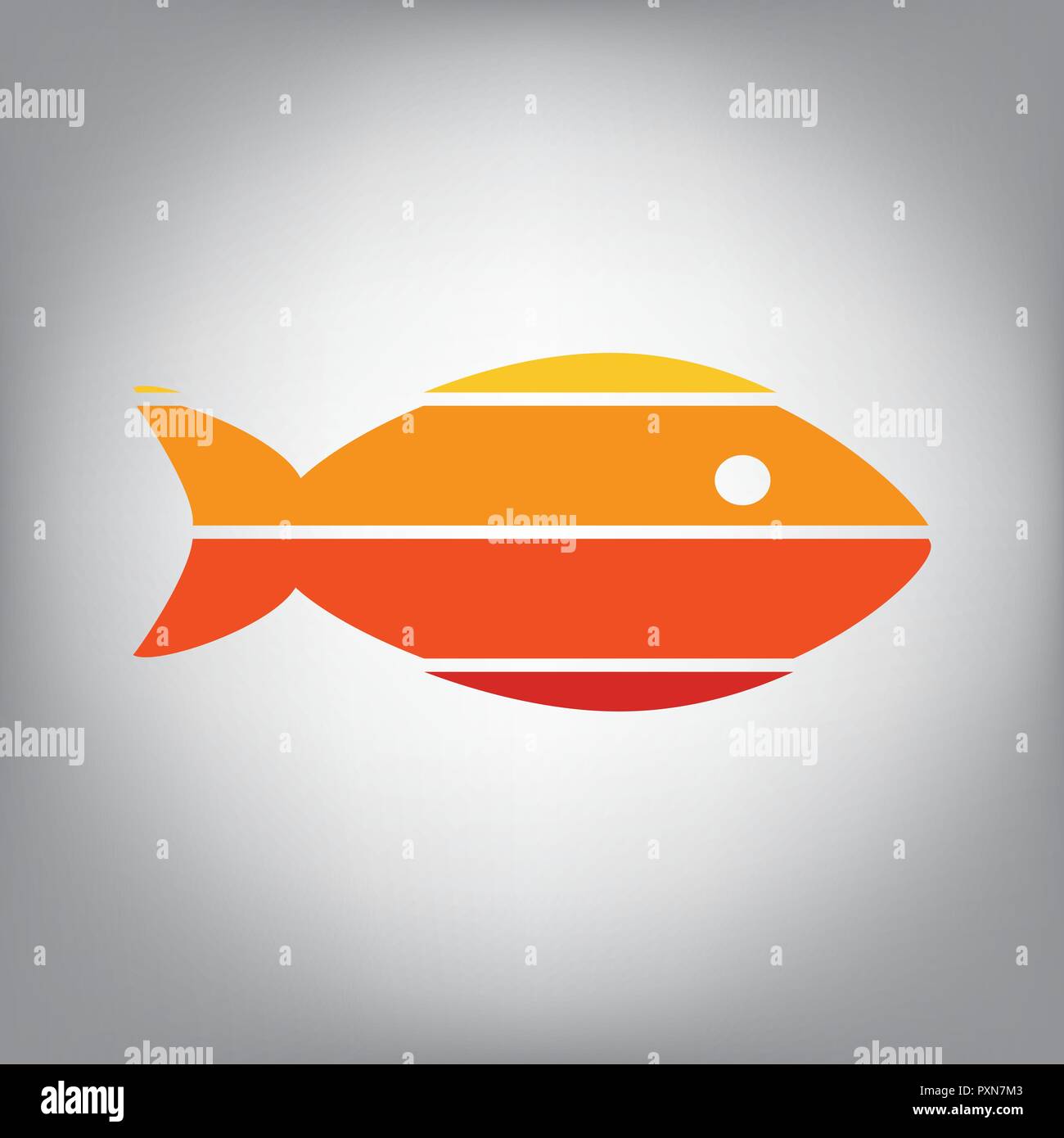 Fish sign illustration. Vector. Horizontally sliced icon with colors ...