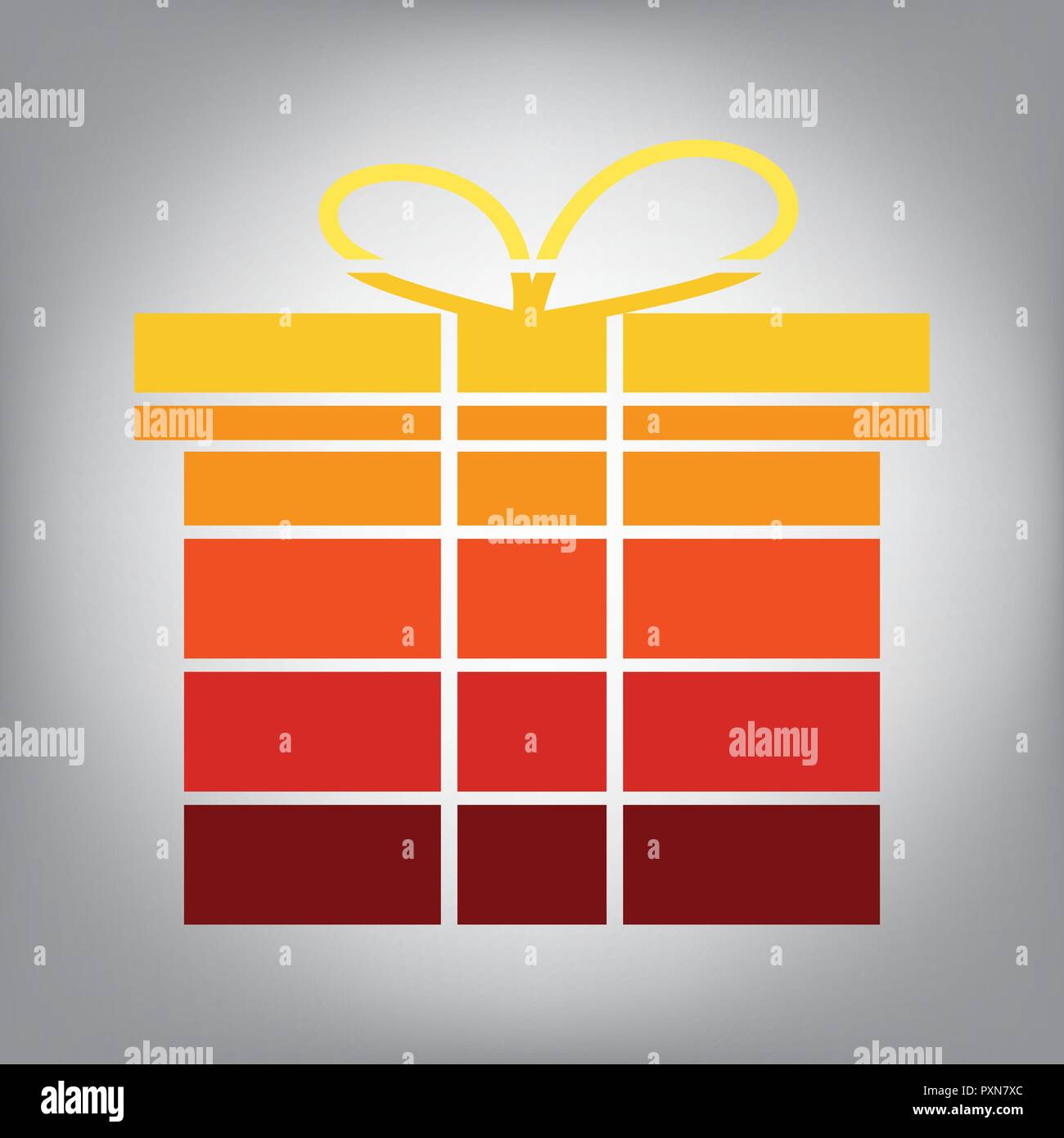 Gift box sign. Vector. Horizontally sliced icon with colors from sunny ...