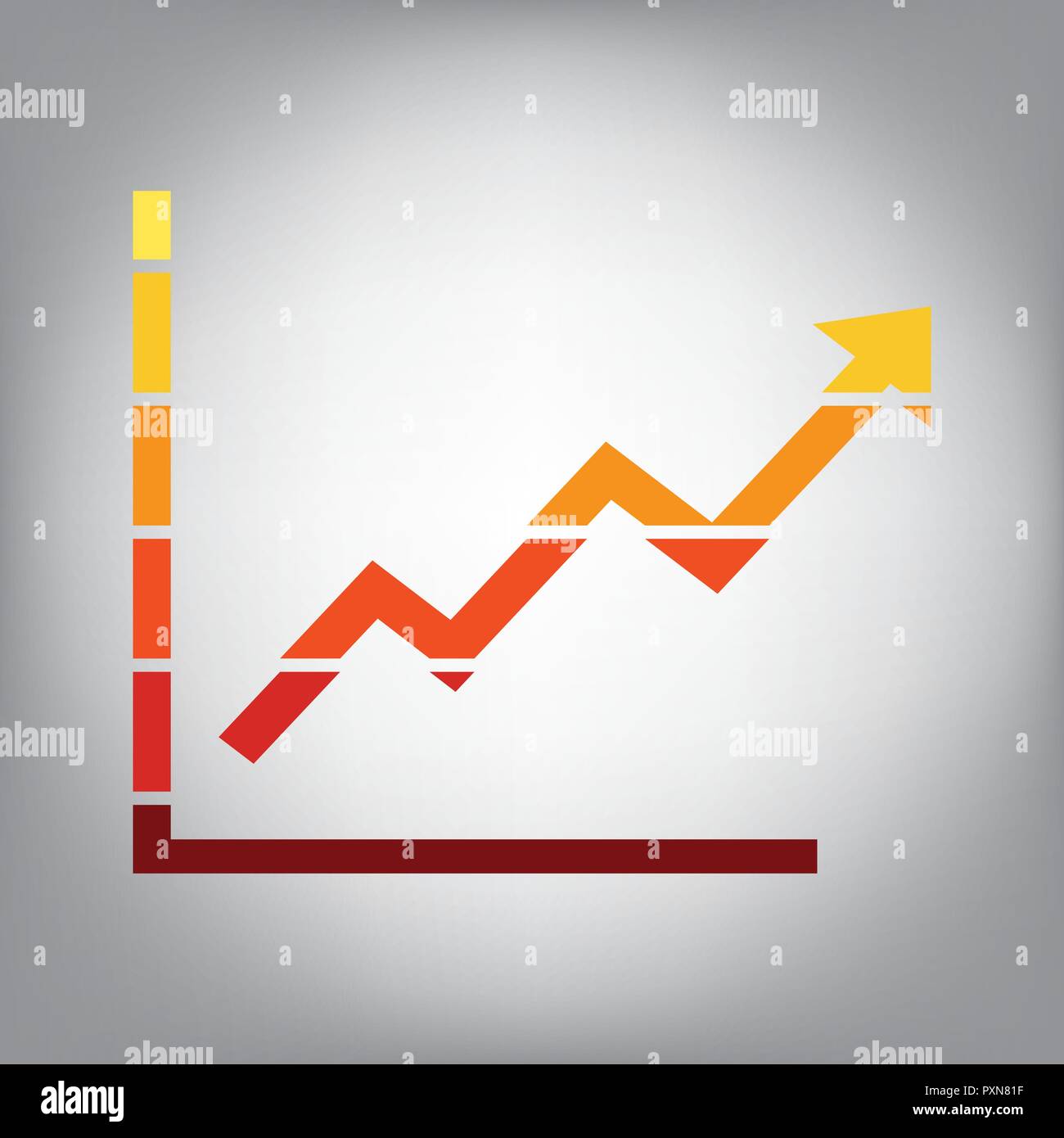 Growing bars graphic sign. Vector. Horizontally sliced icon with colors ...