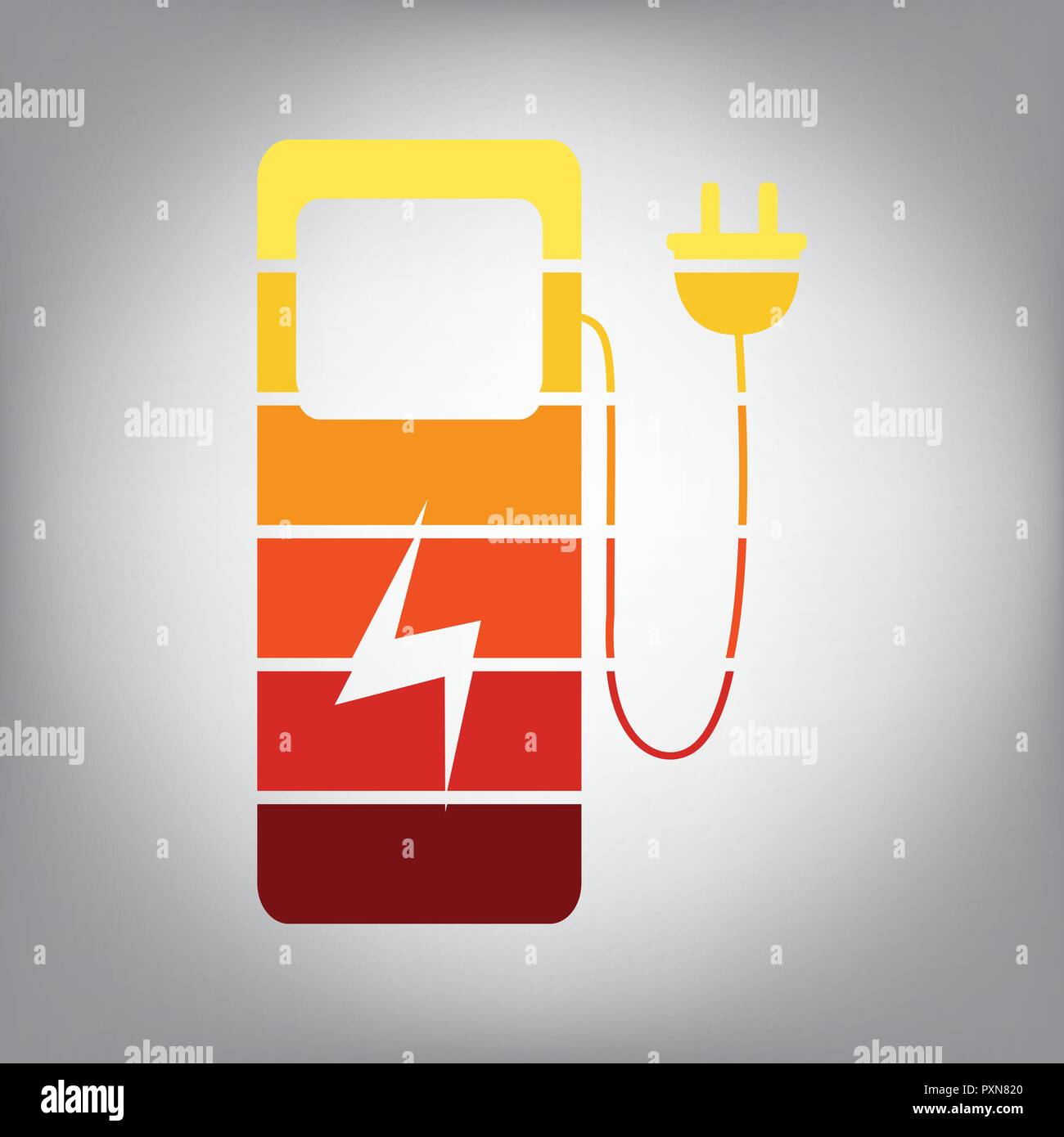 Electric car charging station sign. Vector. Horizontally sliced icon ...