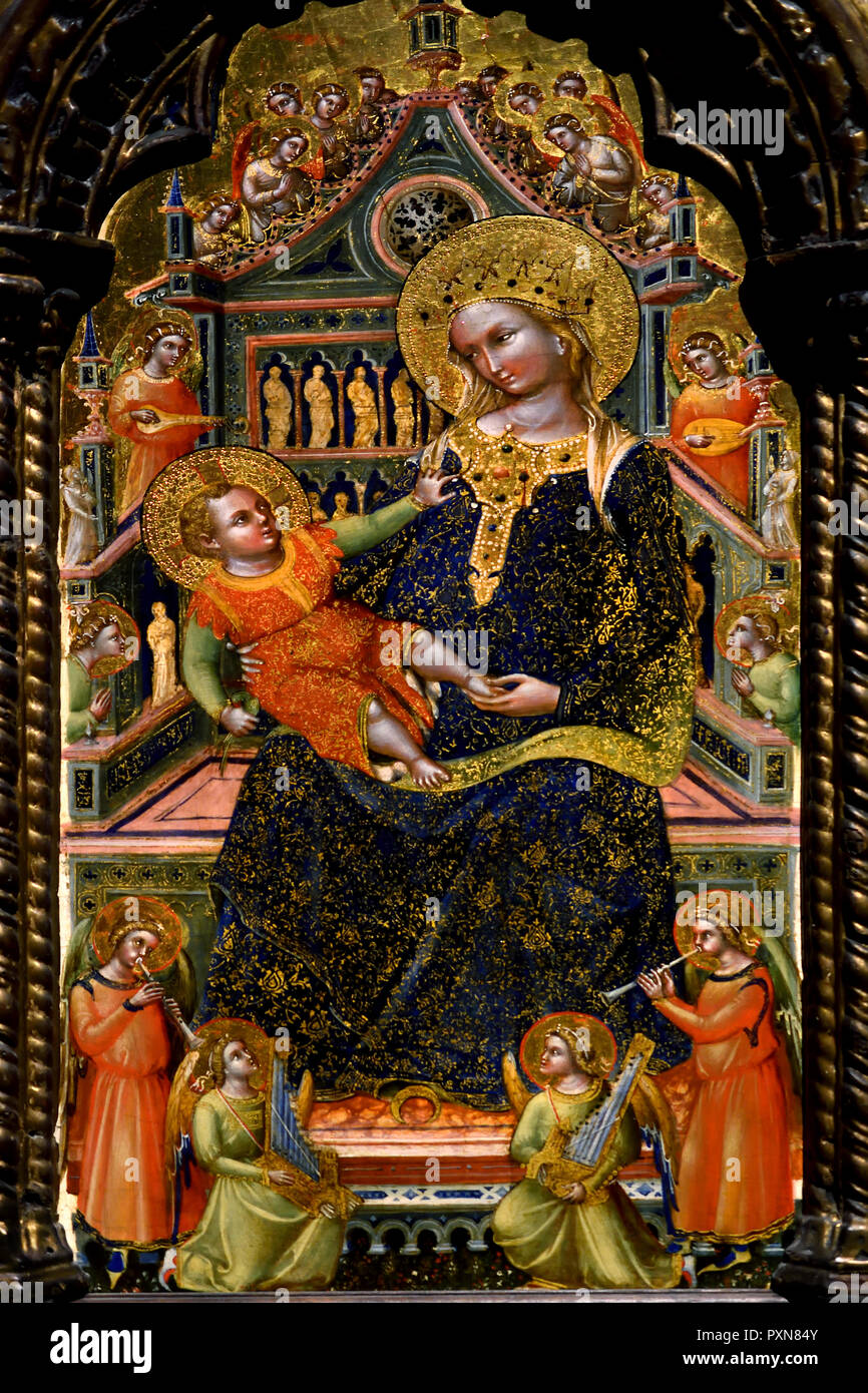 Madonna and Child with Saints, 1370 - 1372, by Lorenzo Veneziano ,14th Century, Italy, Italian (Middle Panel) Stock Photo