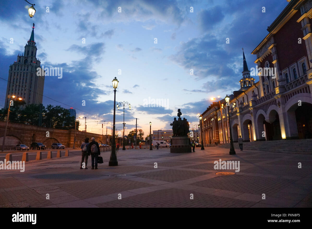 Square in front of Leningradsky train station, Moscow Stock Photo
