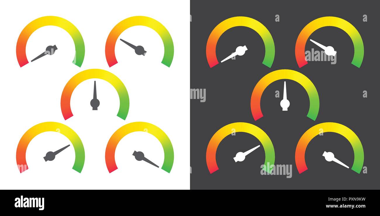 Meter signs infographic gauge element from red to green vector