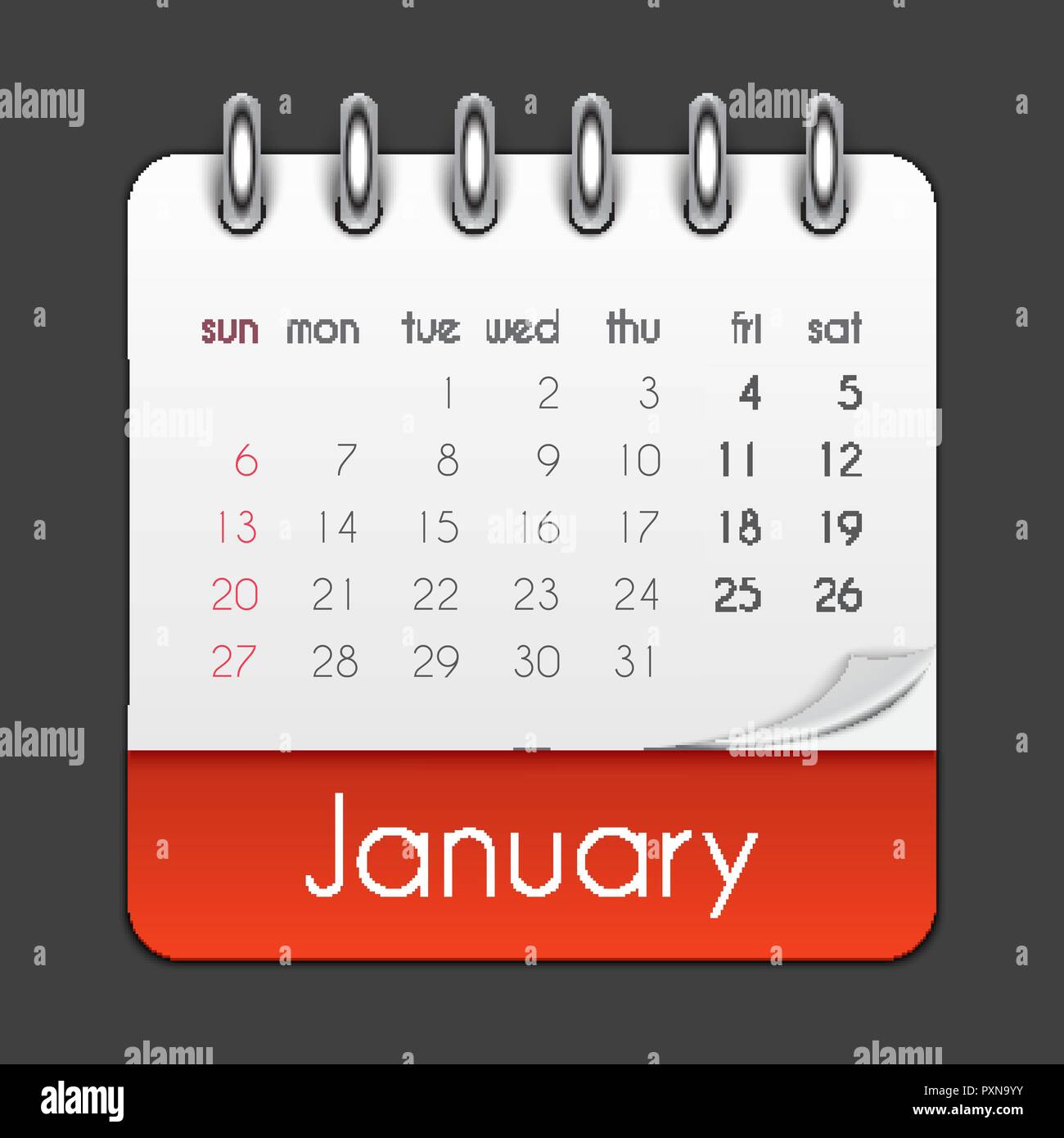 January 2019 Calendar Leaf Template Vector Illustration Stock Vector ...
