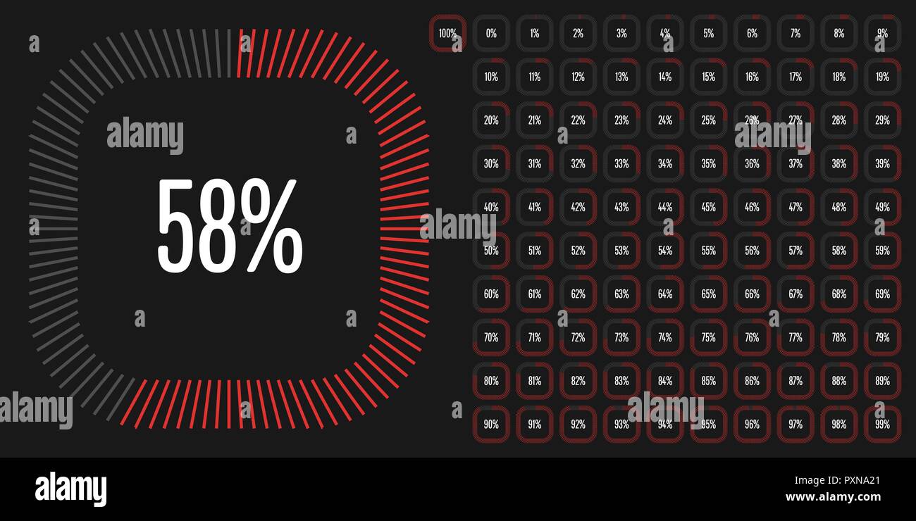 Set of rectangle percentage diagrams from 0 to 100 ready-to-use for web ...