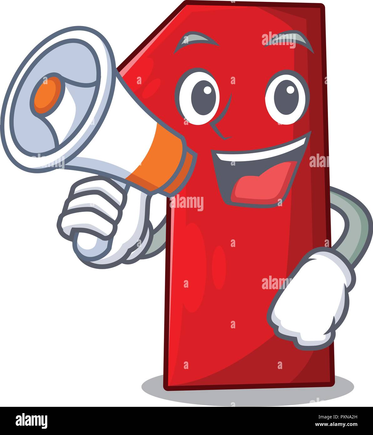With megaphone character number one on the platform Stock Vector