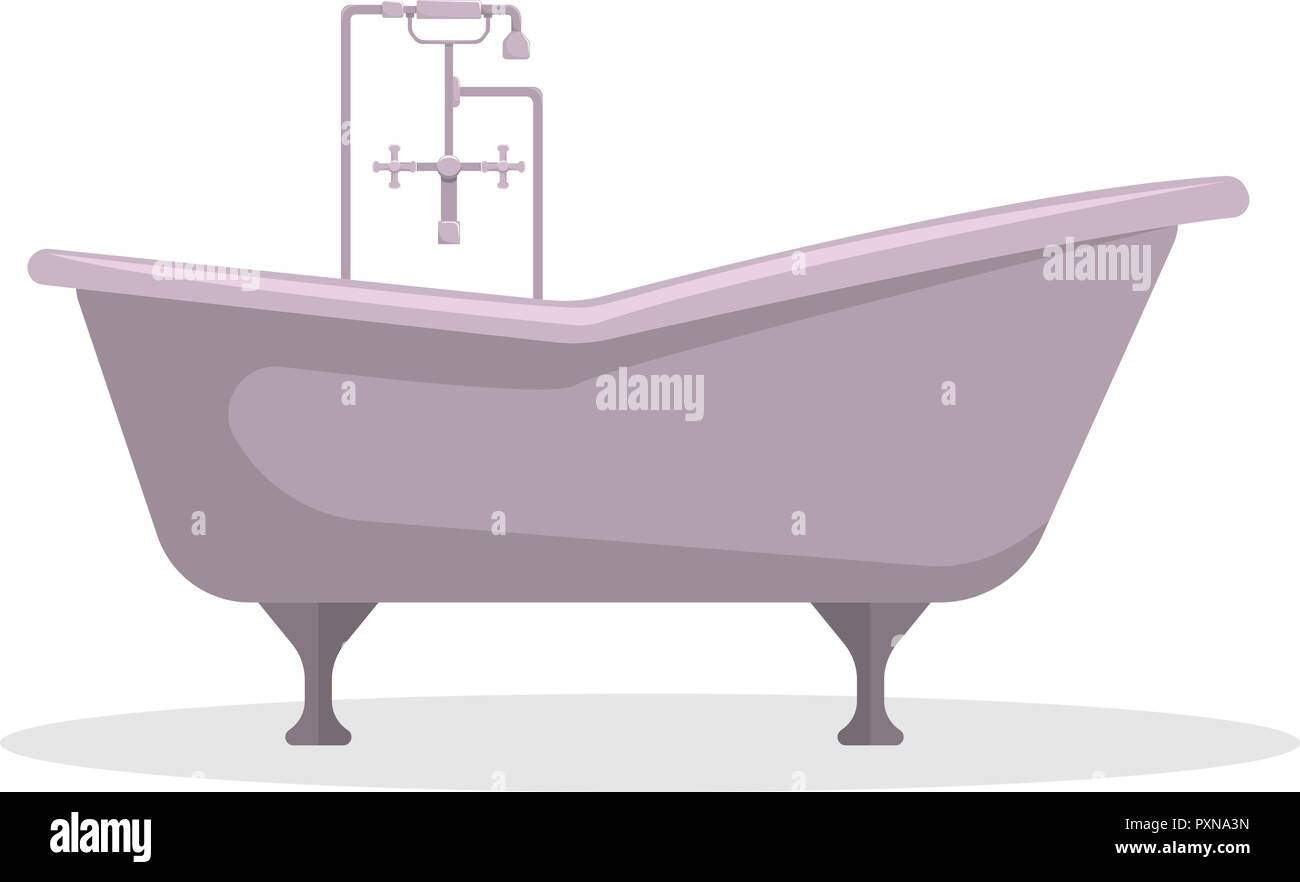 Flat vector illustration. Roll-top bath. An isolated figure. Stock Vector