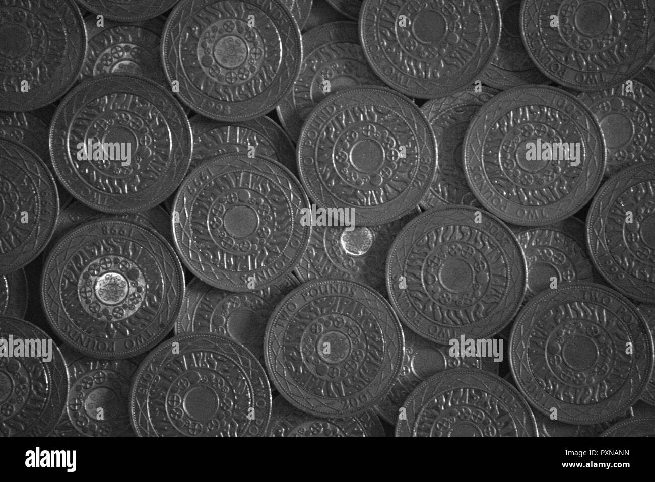 British two pound (£2) coins Stock Photo
