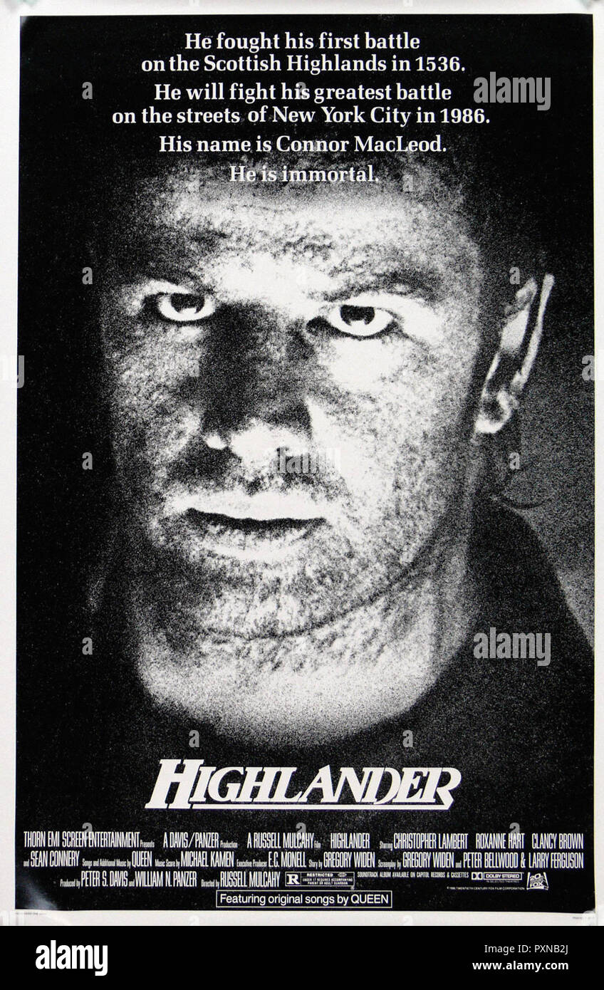 Highlander Original movie poster Stock Photo Alamy