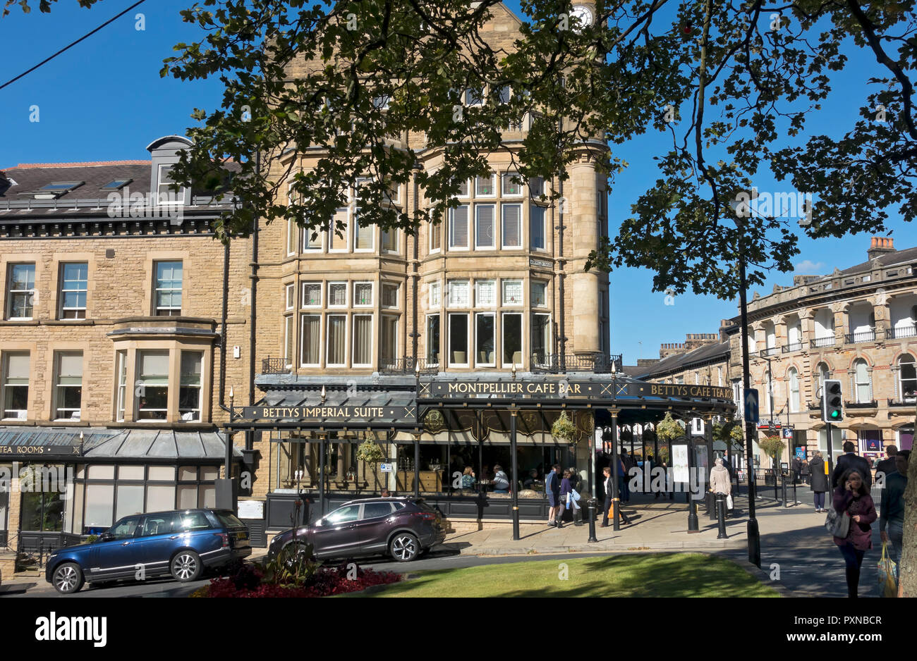 Bettys cafe and tea room rooms exterior in late summer Montpellier Parade Harrogate North Yorkshire England UK United Kingdom GB Great Britain Stock Photo