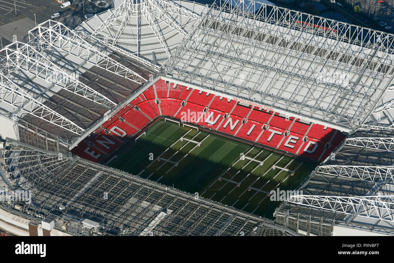 aerial view of Manchester United Old Trafford stadium Stock Photo