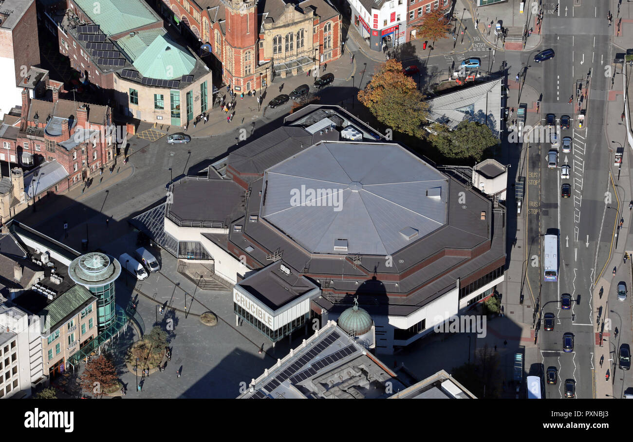 aerial view of the Crucible Theatre Sheffield Stock Photo