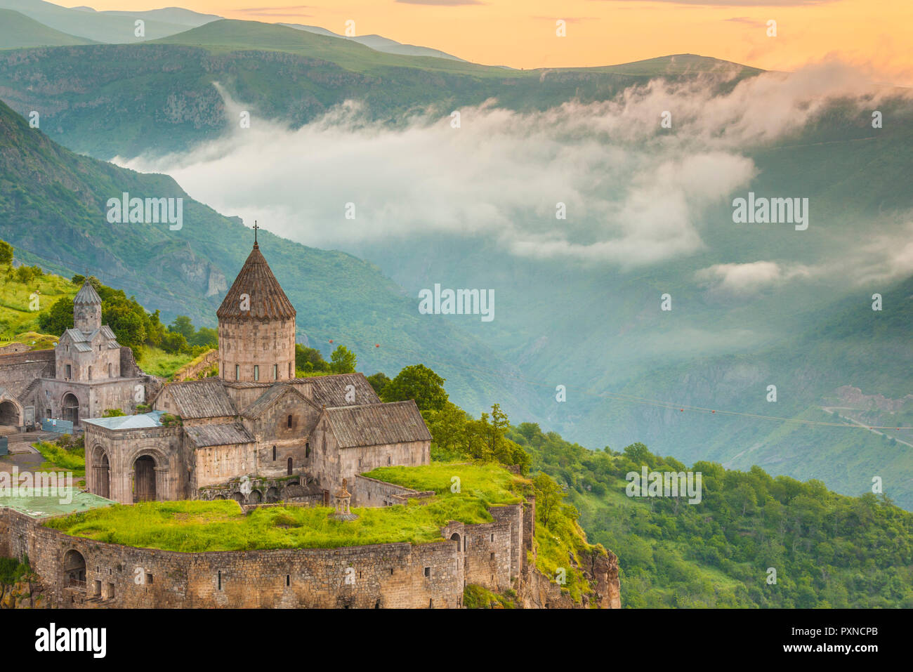 Armenia, Tatev, Tatev Monastery, 9th century,  high angle view Stock Photo