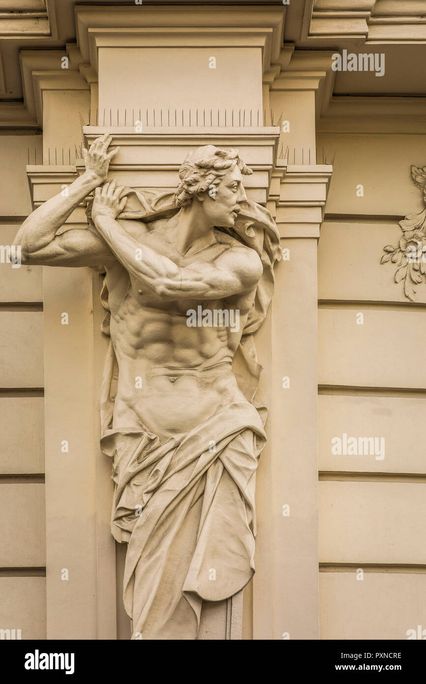 A telamon (male figure used on a column), Vienna, Austria Stock Photo