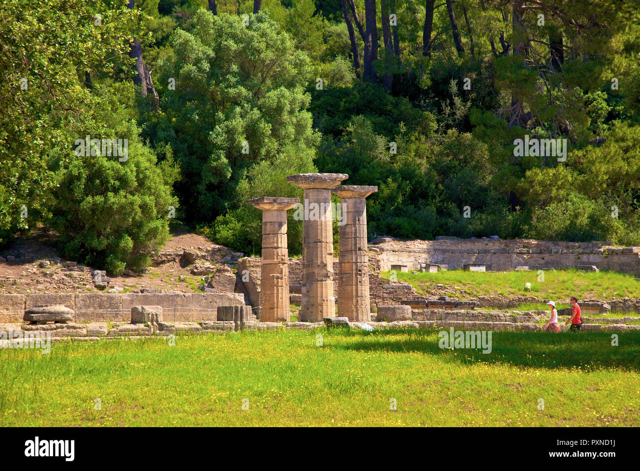 Temple of Hera, Olympia, Arcadia, The Peloponnese, Greece, Southern Europe Stock Photo