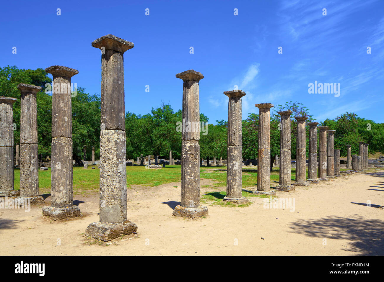 The Palaestra at Olympia, Arcadia, The Peloponnese, Greece, Southern Europe Stock Photo