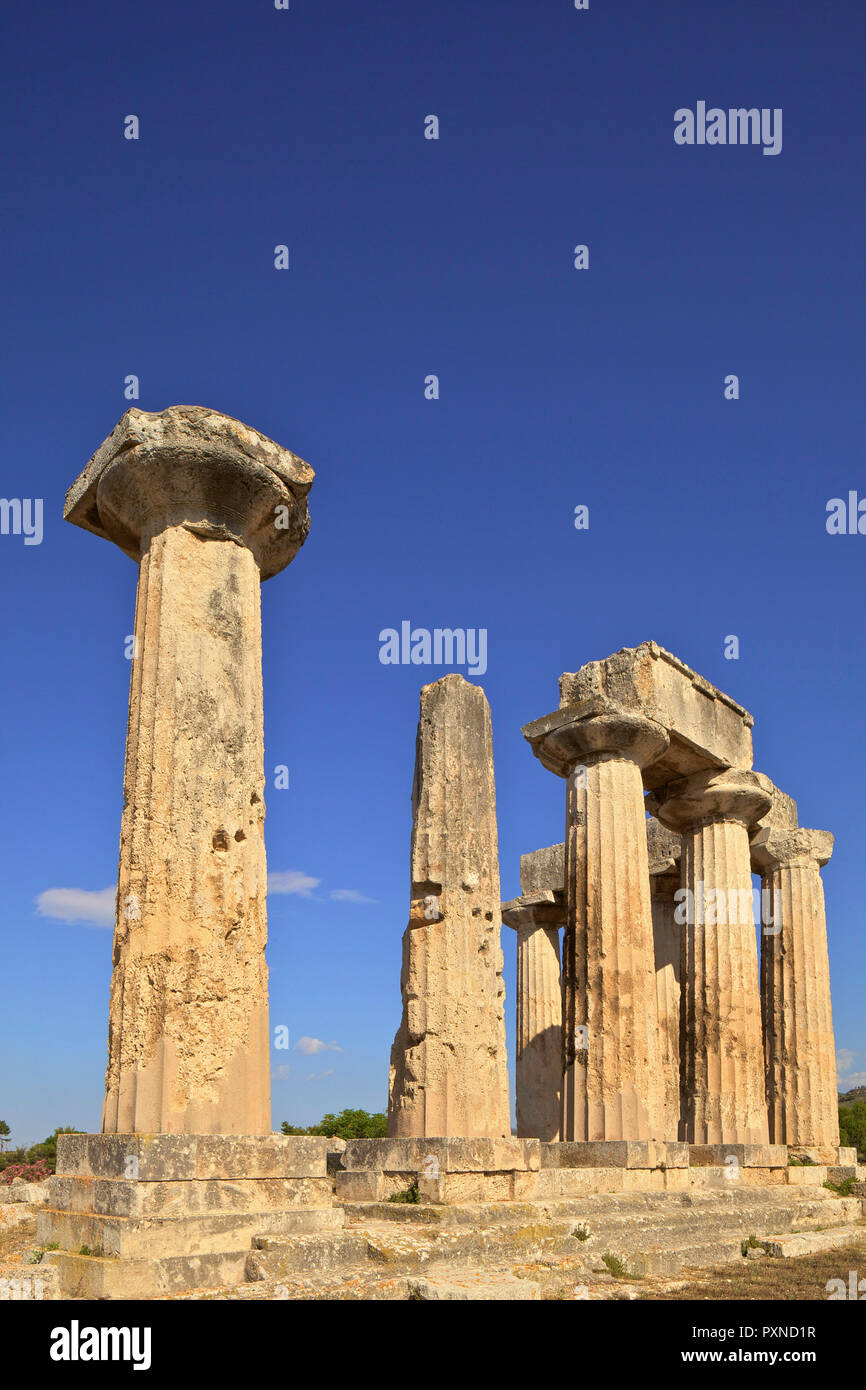 Temple of Apollo, Corinth, The Peloponnese, Greece, Southern Europe Stock Photo