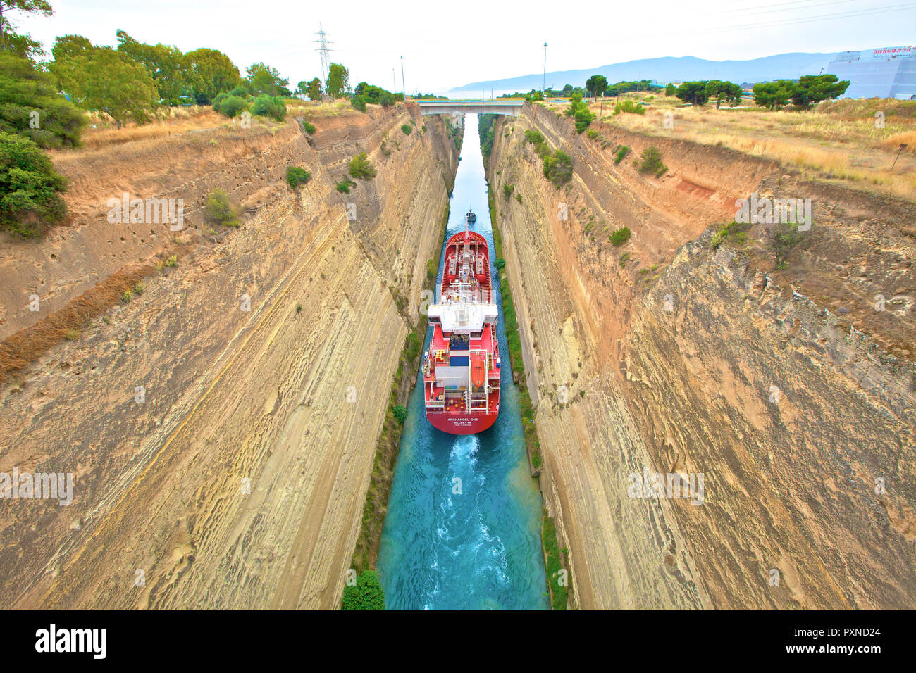 Corinth Canal, Corinth, The Peloponnese, Greece, Southern Europe Stock Photo