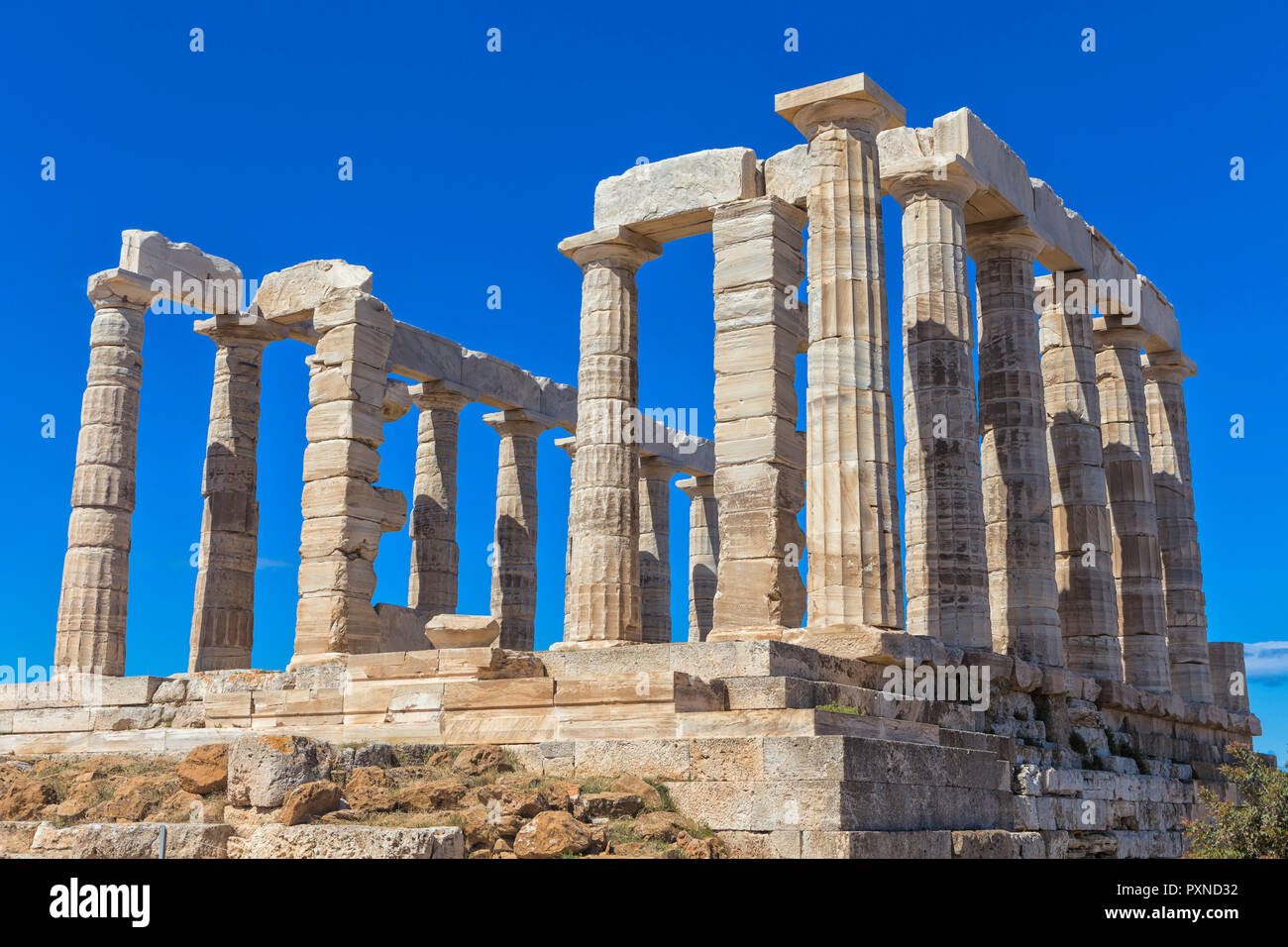Poseidon temple (440 BC), Cape Sounio, Sounion, Attica, Greece Stock Photo