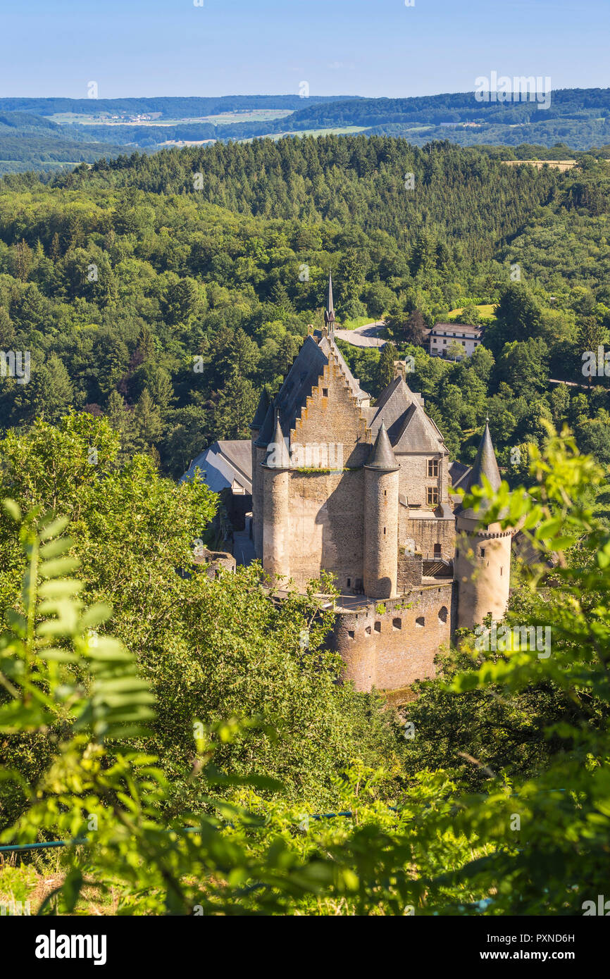 Luxembourg, Vianden, View of Vianden Castle Stock Photo