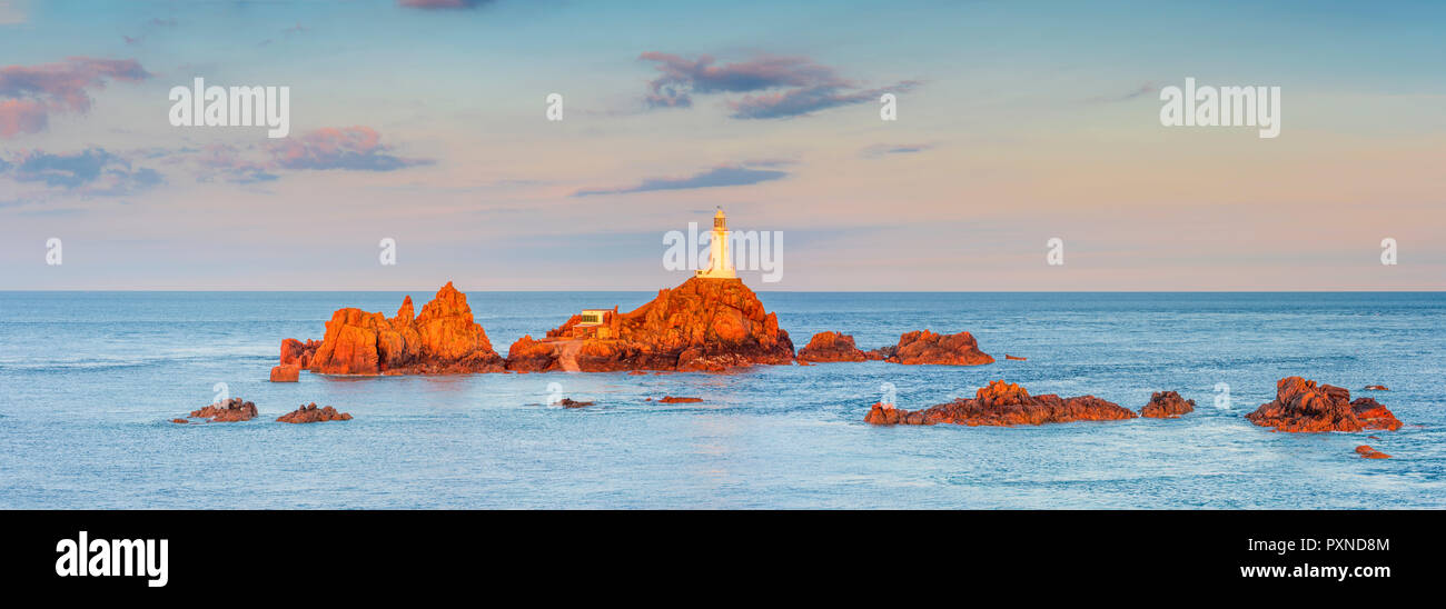 United KIngdom, Channel Islands, Jersey, Corbiere Lighthouse Stock Photo
