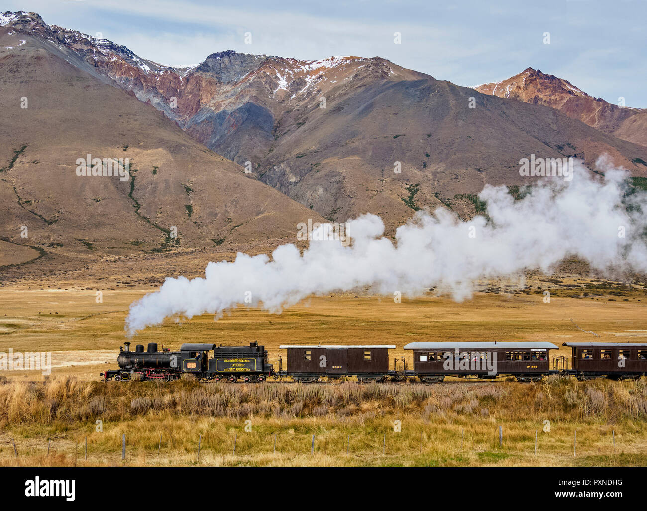 Old Patagonian Express La Trochita, steam train, Chubut Province, Patagonia, Argentina Stock Photo
