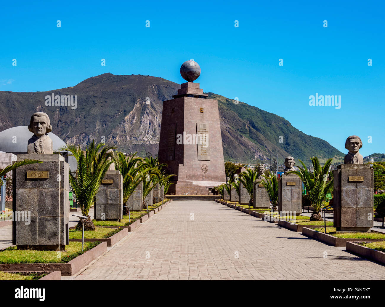 Monument to the Equator, Ciudad Mitad del Mundo, Middle of the World City, Pichincha Province, Ecuador Stock Photo