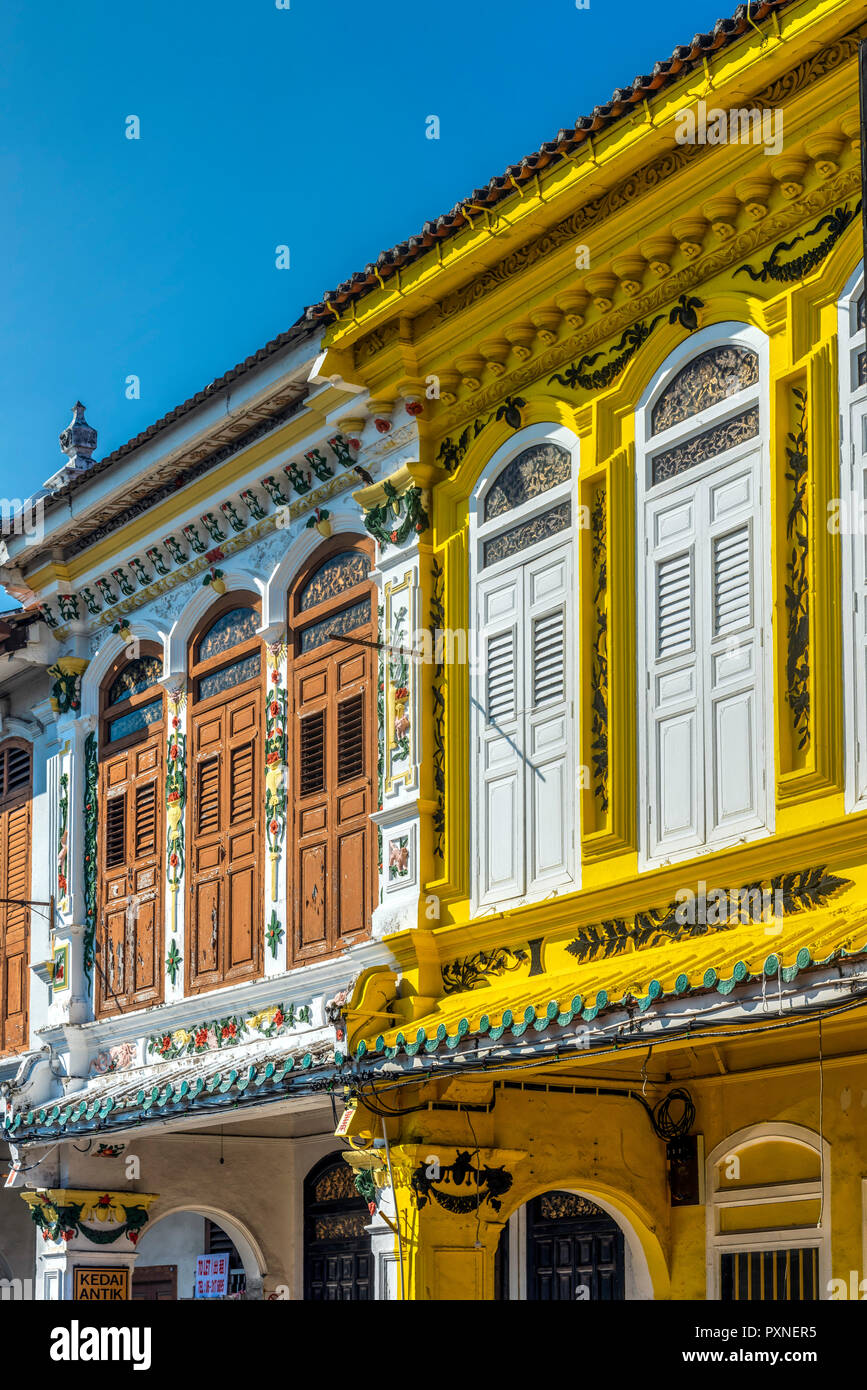 Historical colonial building, Jonker Street, Malacca City, Malaysia Stock Photo