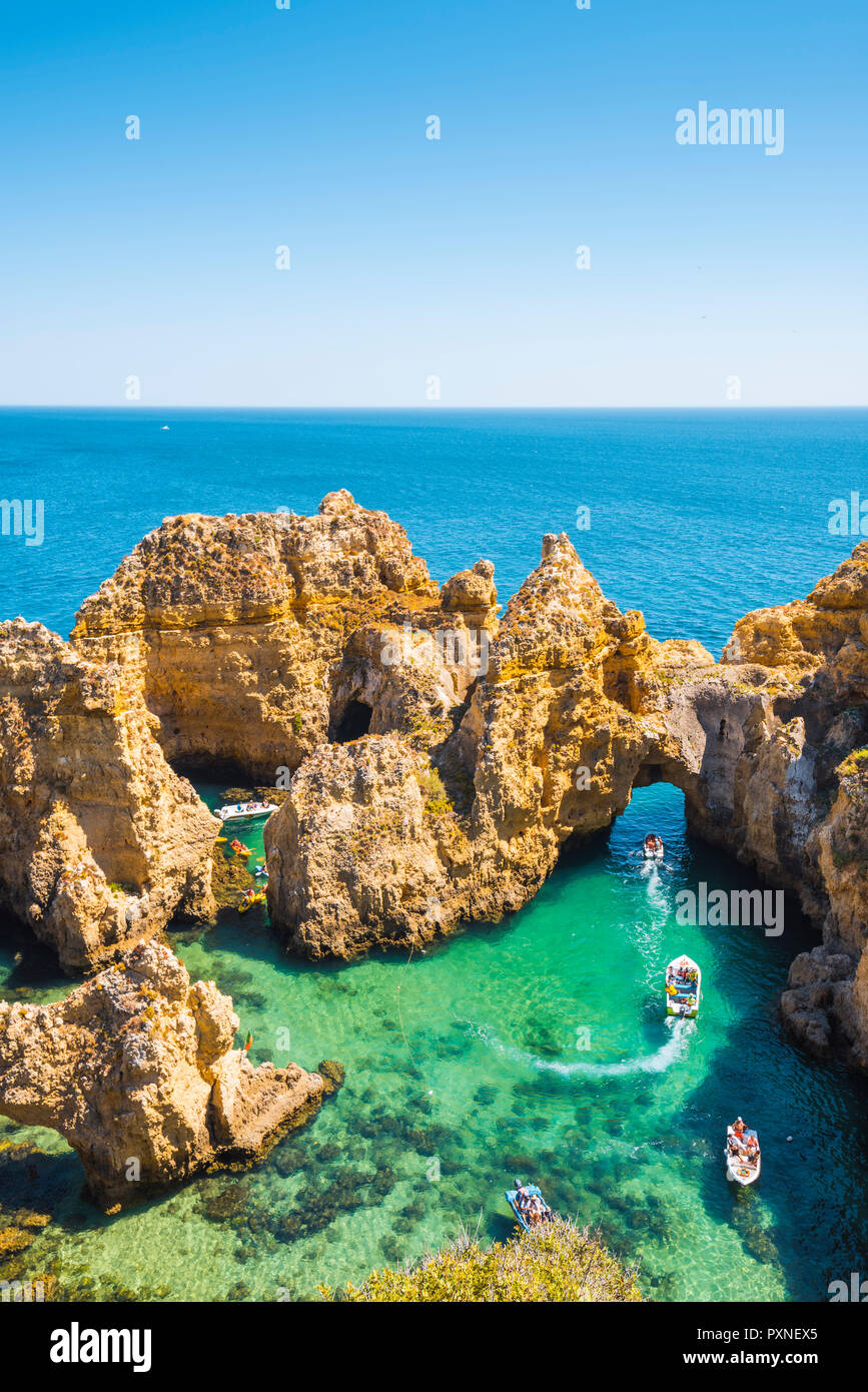 Portugal, Algarve, Faro district, Lagos, Ponta Da Piedade. Stock Photo
