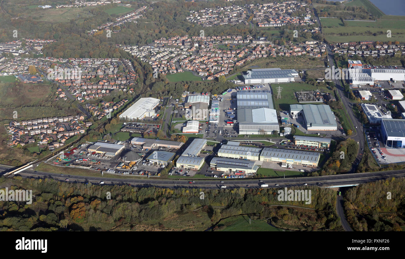 aerial view of an industrial estate at Darwen, Blackburn, Lancashire