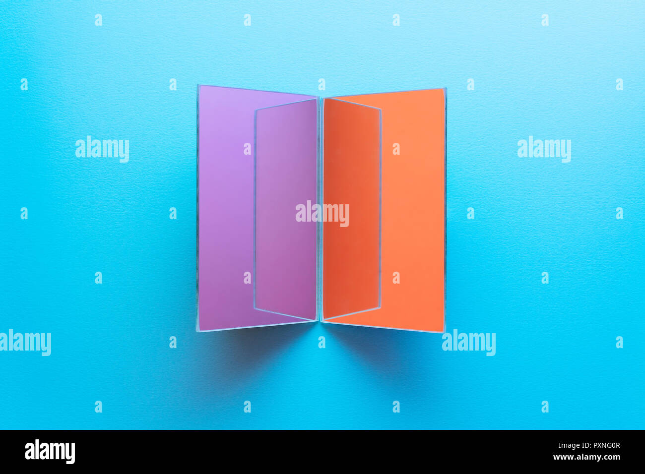 Rectangle shaped mirrors on blue background Stock Photo