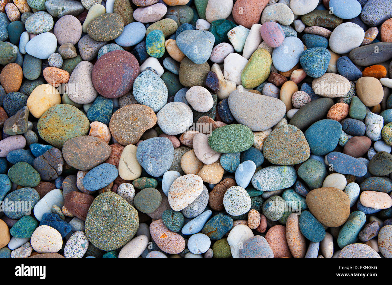 Colorful pebbles, full frame Stock Photo