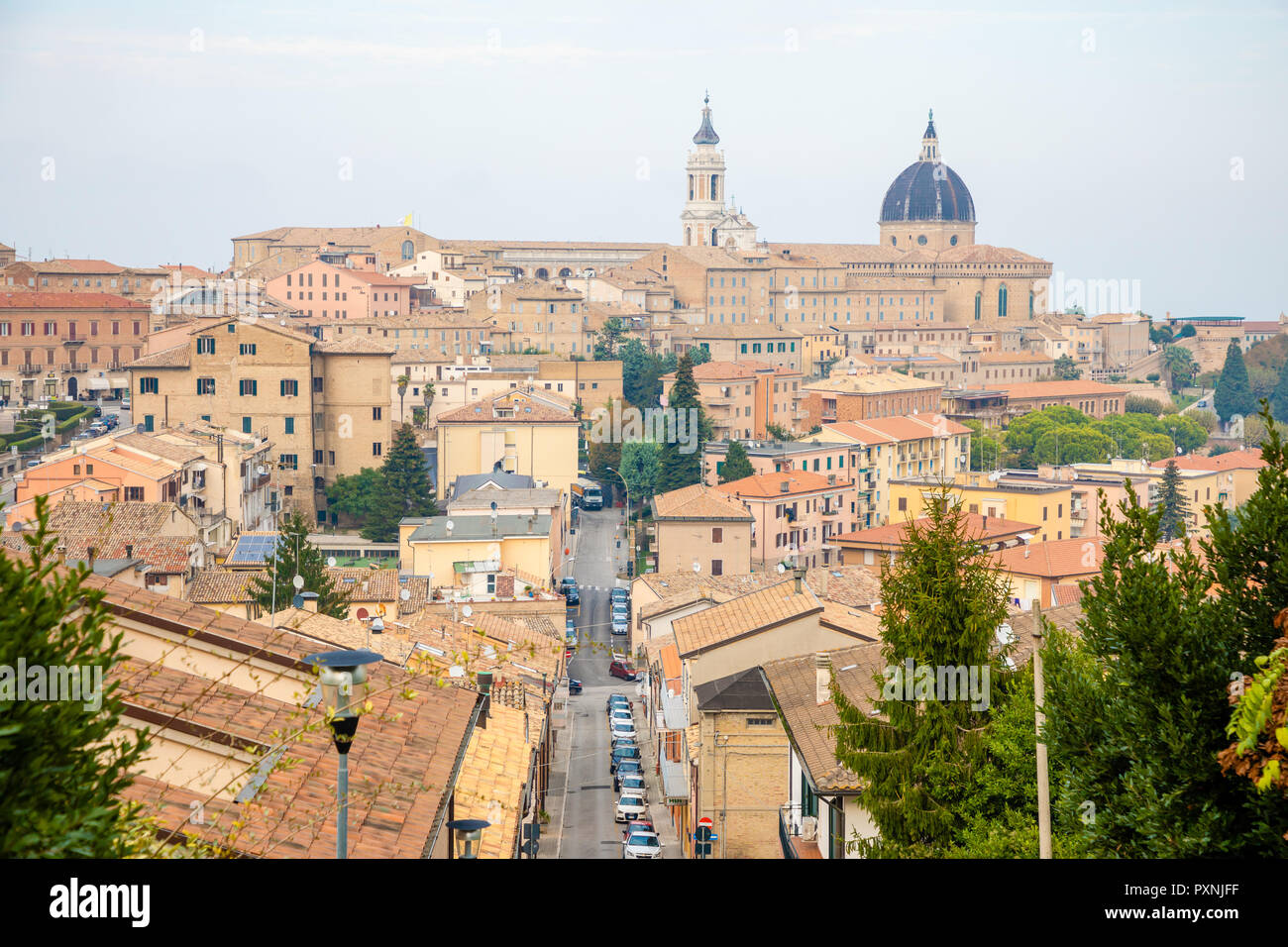 loreto city of madonna basilica with the house of nazareth marche, Italy Stock Photo