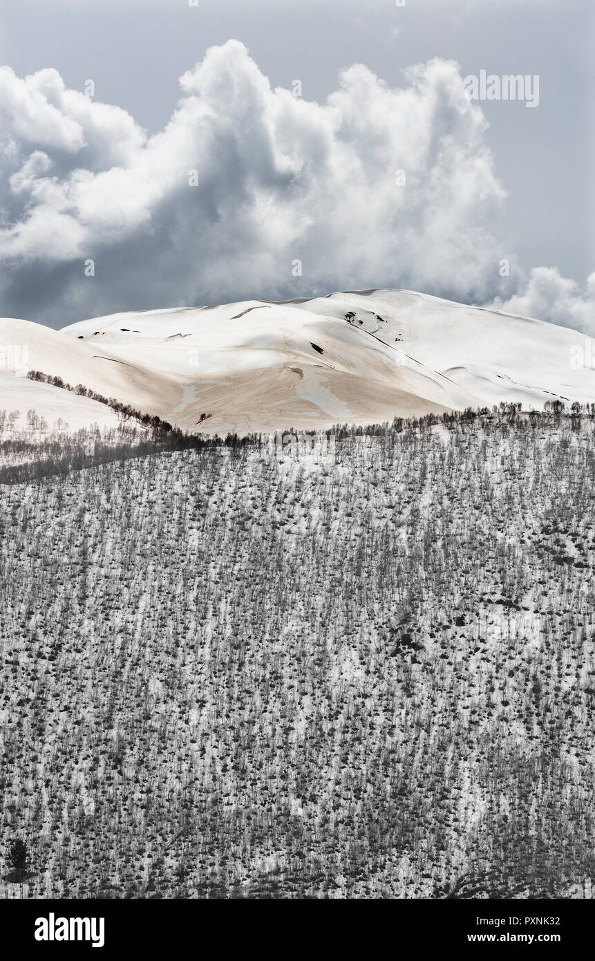 Georgia, Ushguli,  Greater Caucasus covered in snow Stock Photo